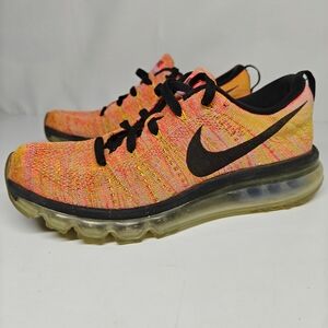 Nike Black and Orange Flyknit Max Sneakers